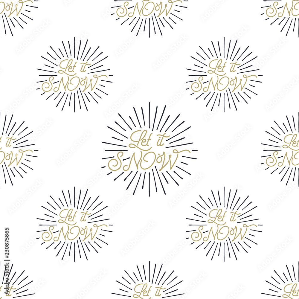 Let it snow lettering quotes pattern. Christmas seamless background. Holiday calligraphy wallpaper design. Stock hand drawn xmas style. Isolate on white Let it snow lettering quotes pattern. Christmas seamless background. Holiday calligraphy wallpaper design. Stock hand drawn xmas style. Isolate on white