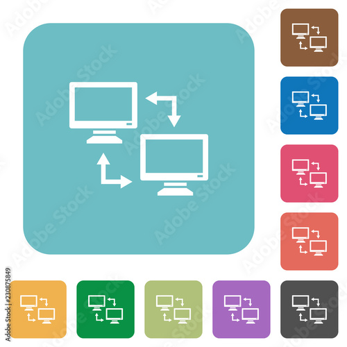 Data syncronization rounded square flat icons