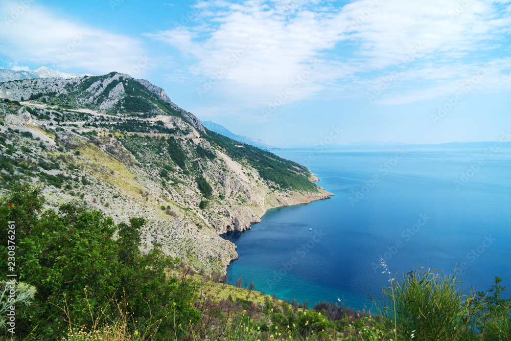 Mountains and the sea. The coast of the Mediterranean Sea.