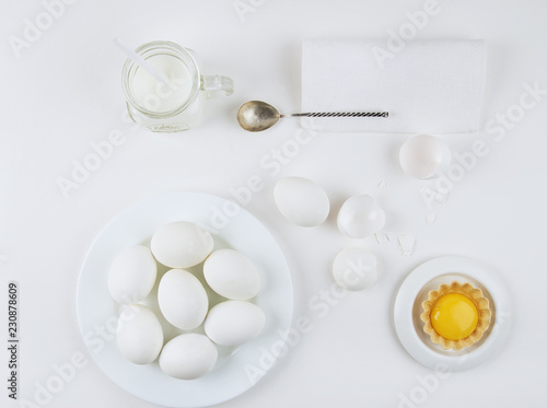 Eggs composition on table