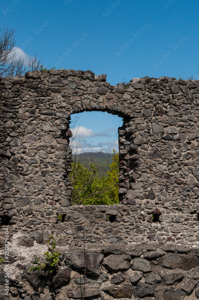 Window in the wall of Nevytski castle