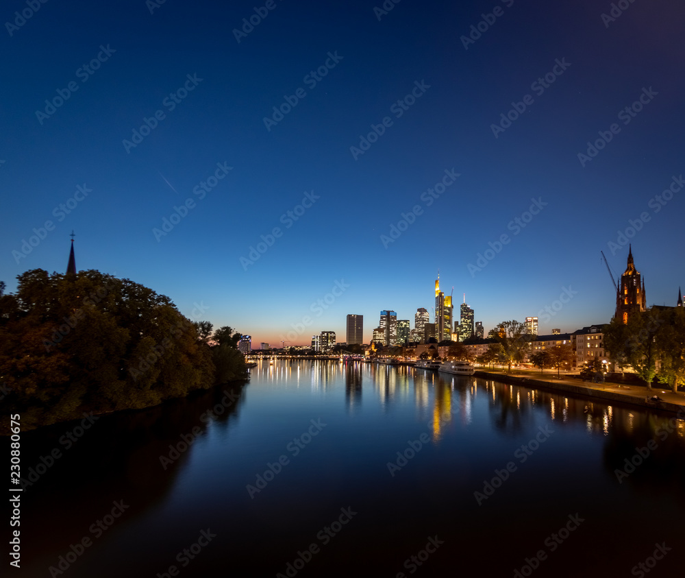 Frankfurt Main River Panorama night