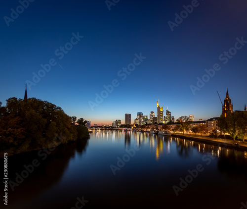 Frankfurt Main River Panorama night