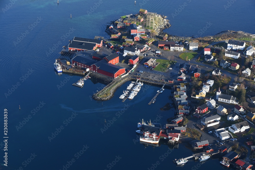 Aerial shot of Reine, Lofoten, Norway