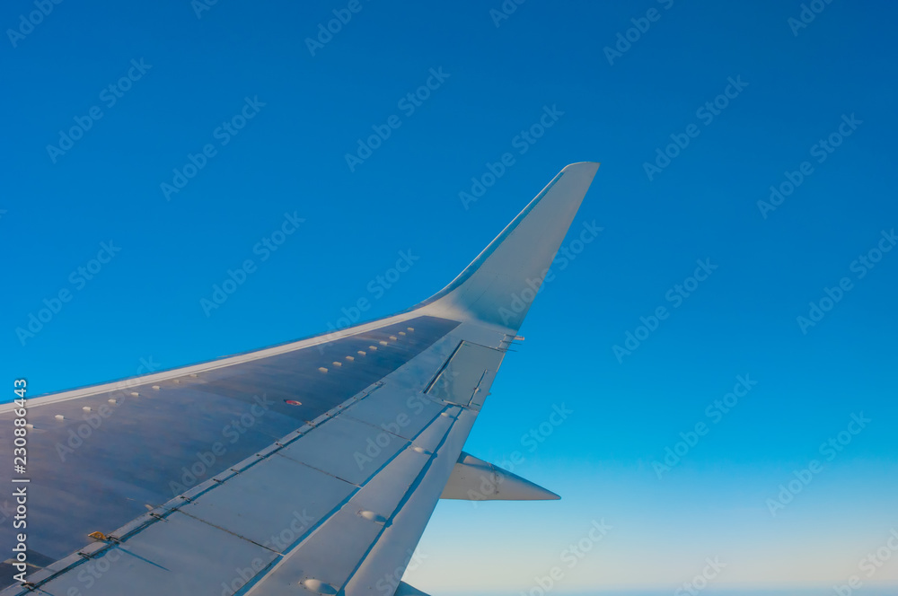 View from a window of airplane wing