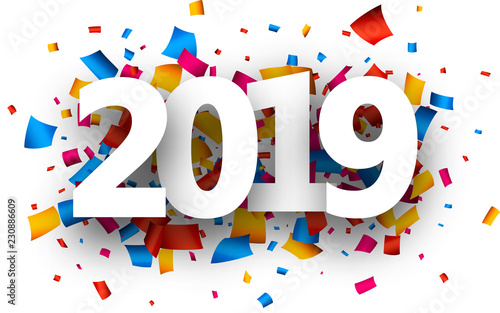 2019 new year festive background with confetti.