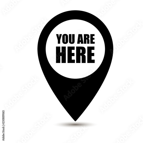 You are here icon. Map pointer icons. Marker location icon with you are here. Map pin icon with you are here
