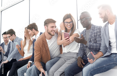 group of young people discussing new information