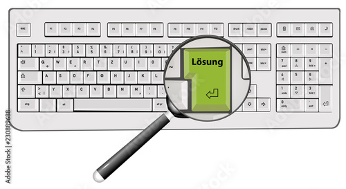 Tastatur mit grüner Taste "Lösung"