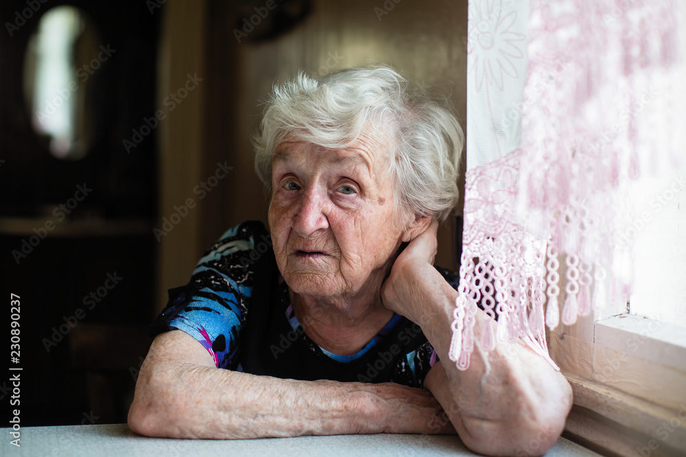 Portrait of a gray-haired elderly pensioner woman. Portrait of a gray-haired elderly pensioner woman.