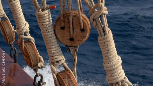 Old sailing ship vessel in the Cyclades