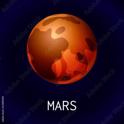Mars planet icon. Cartoon of mars planet vector icon for web design