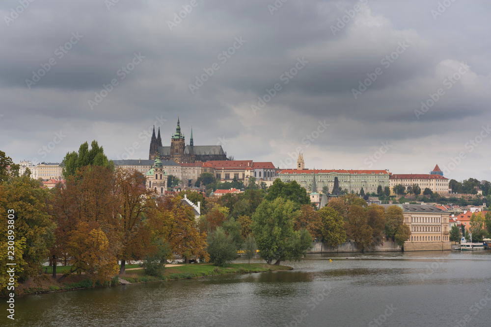 Panorama of old town of Prague with the famous Prague's castle, Czech Republic