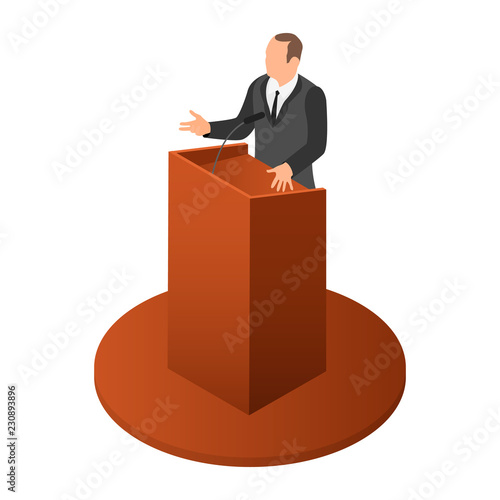 Politician speak icon. Isometric of politician speak vector icon for web design isolated on white background