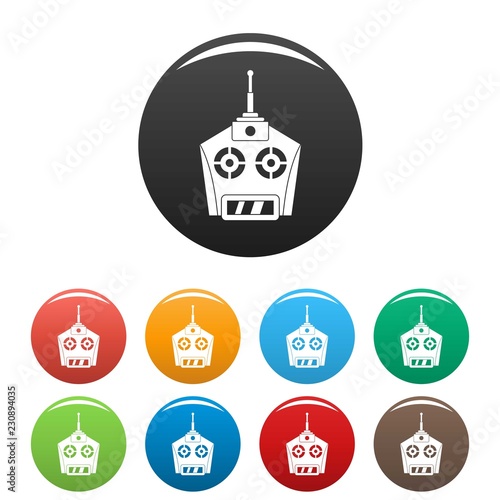 Drone remote control icons set 9 color vector isolated on white for any design