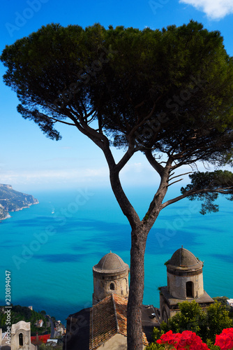 Ravello is high above the Amalfi Coast in Southern Italy with fantastic views over the coastline The Villa Rufolo owes its charm to the extraordinary beauty of the place and the views
