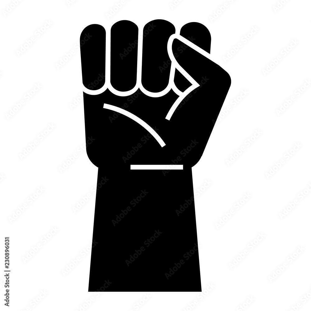 Fist up icon. Simple illustration of fist up vector icon for web design isolated on white background Fist up icon. Simple illustration of fist up vector icon for web design isolated on white background