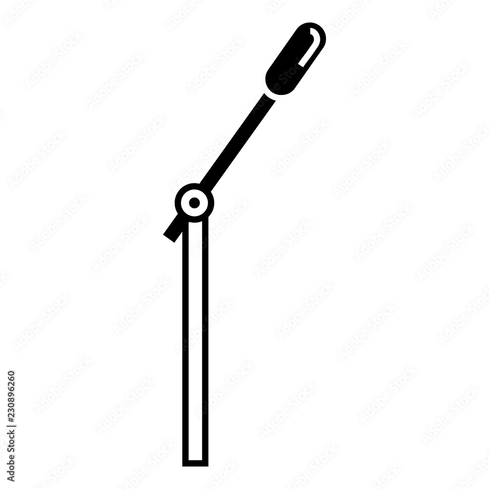 Microphone on stand icon. Simple illustration of microphone on stand vector icon for web design isolated on white background Microphone on stand icon. Simple illustration of microphone on stand vector icon for web design isolated on white background