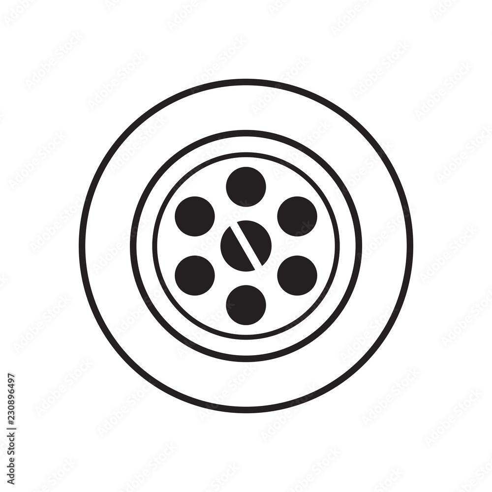 Drain hole, line sink drain icon, black isolated on white background, vector illustration.