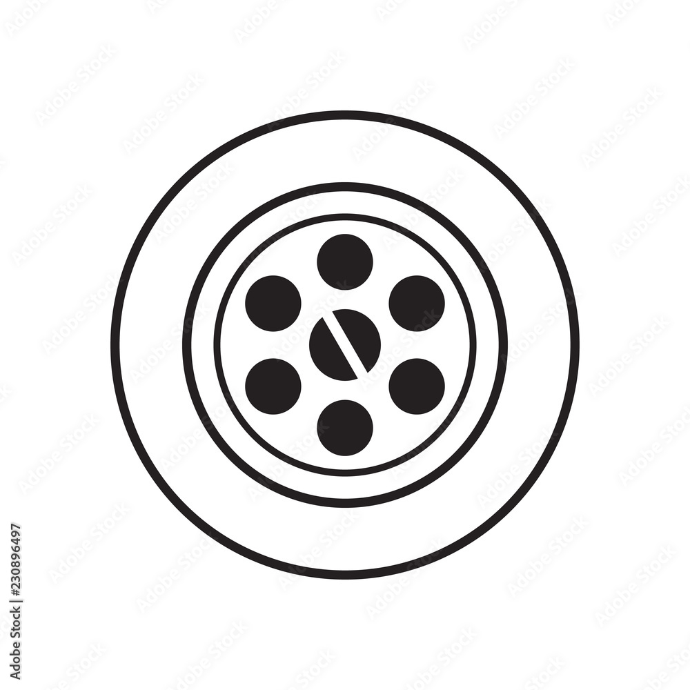 Drain hole, line sink drain icon, black isolated on white background, vector illustration. Drain hole, line sink drain icon, black isolated on white background, vector illustration.