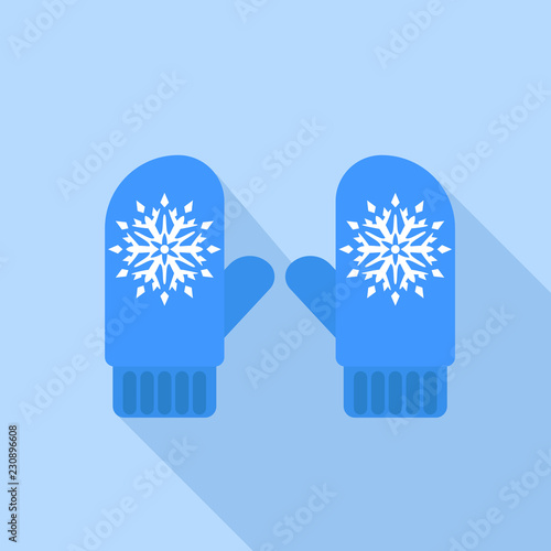 Winter blue gloves icon. Flat illustration of winter blue gloves vector icon for web design