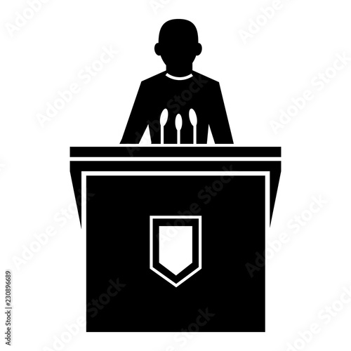 Political election speaker icon. Simple illustration of political election speaker vector icon for web design isolated on white background