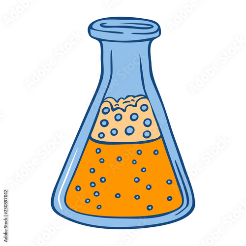 Orange flask icon. Hand drawn illustration of orange flask vector icon for web design