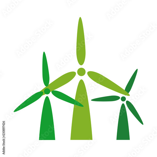 Windmill ECO, ecology. Vector illustration, EPS 10. Green color.