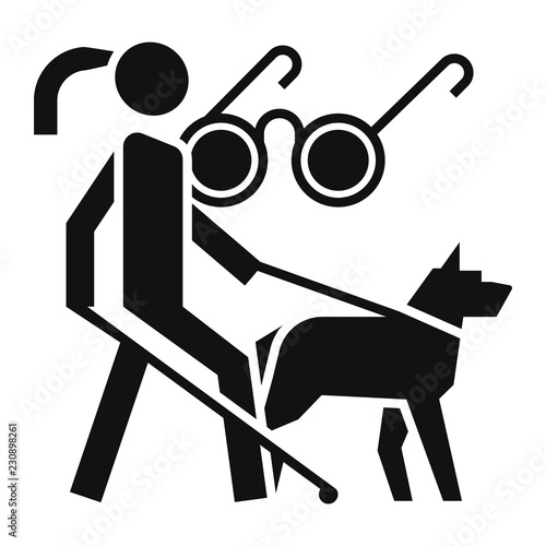 Woman blind dog guide icon. Simple illustration of woman blind dog guide vector icon for web design isolated on white background