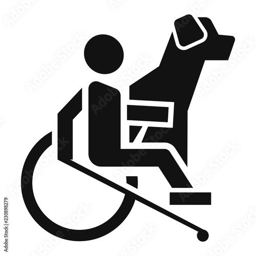 Wheelchair man dog guide icon. Simple illustration of wheelchair man dog guide vector icon for web design isolated on white background