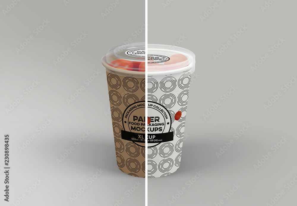 Tall Paper Cup with Clear Lid Mockup Stock Template | Adobe Stock