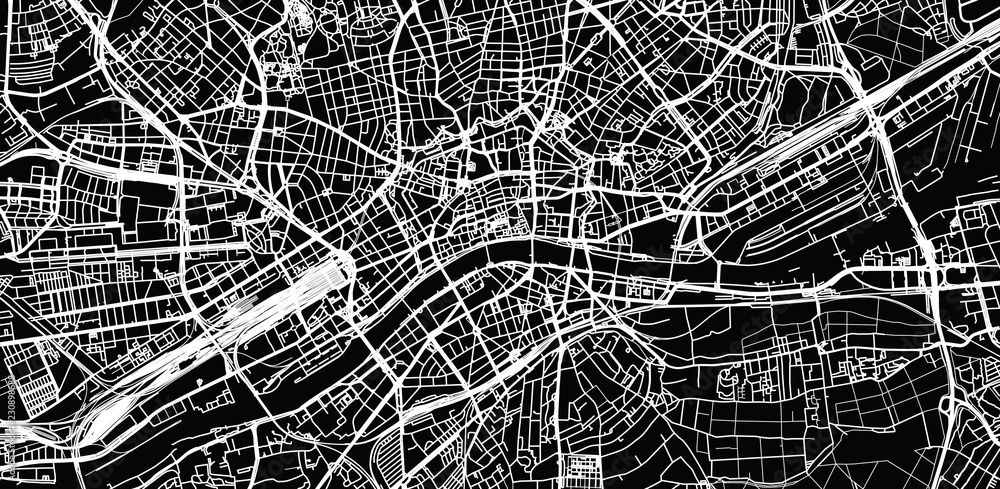 Fototapeta Urban vector city map of Frankfurt, Germany