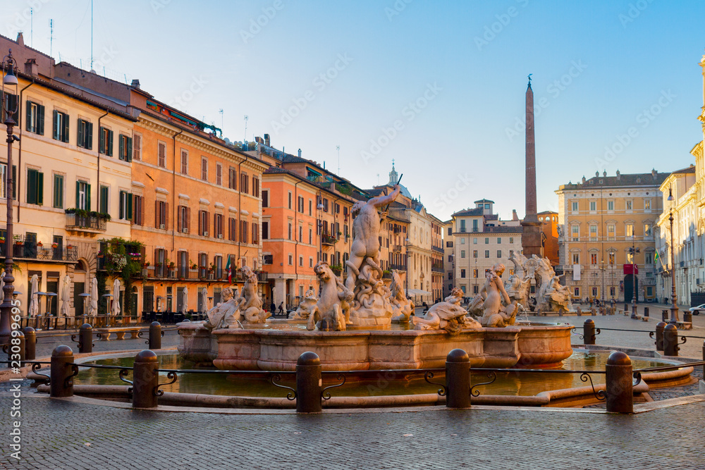 view of famous Piazza Navona landmark in Rome, Italy