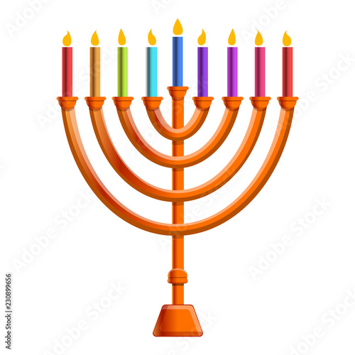 Colorful menorah candle icon. Cartoon of colorful menorah candle vector icon for web design isolated on white background