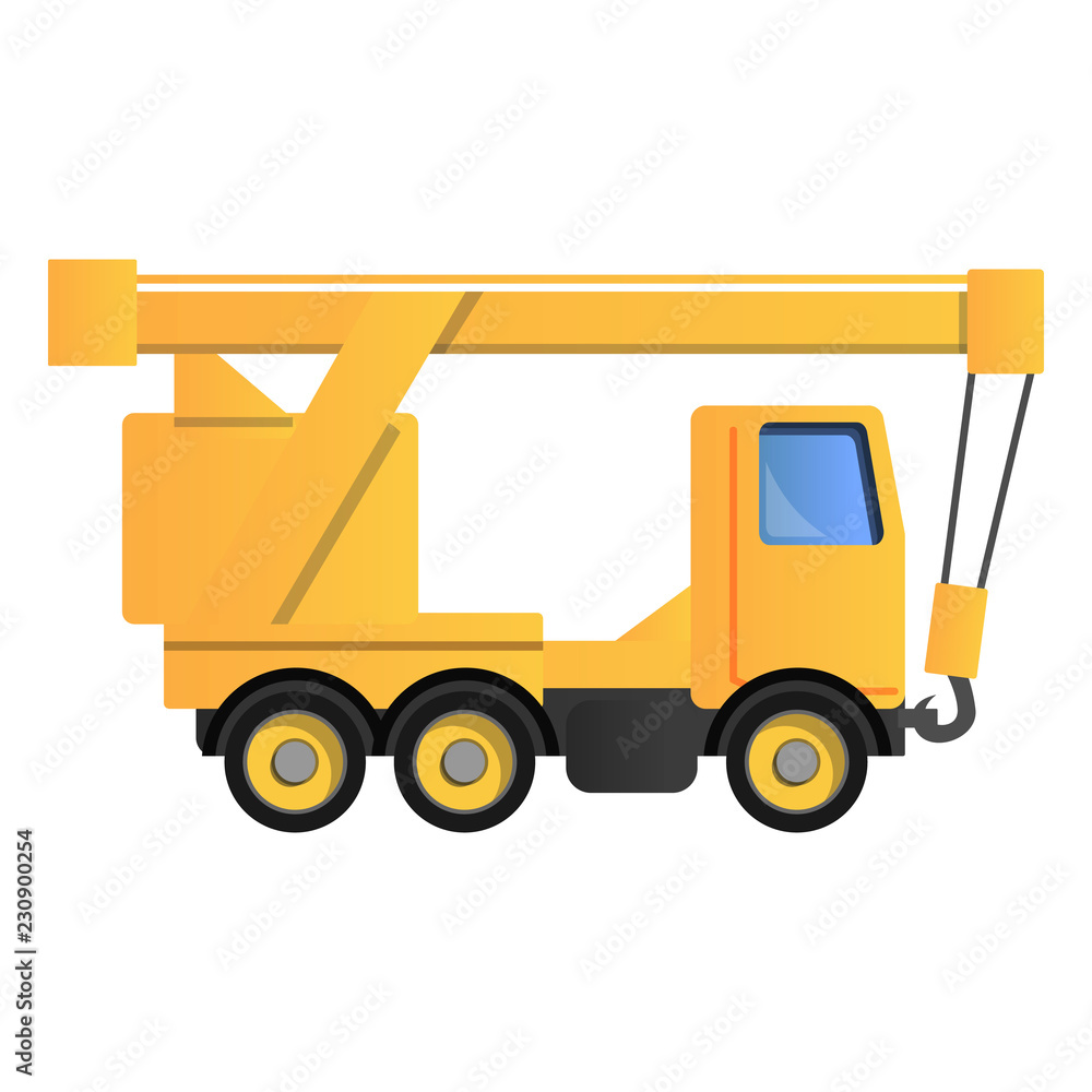 Truck crane icon. Cartoon of truck crane vector icon for web design isolated on white background
