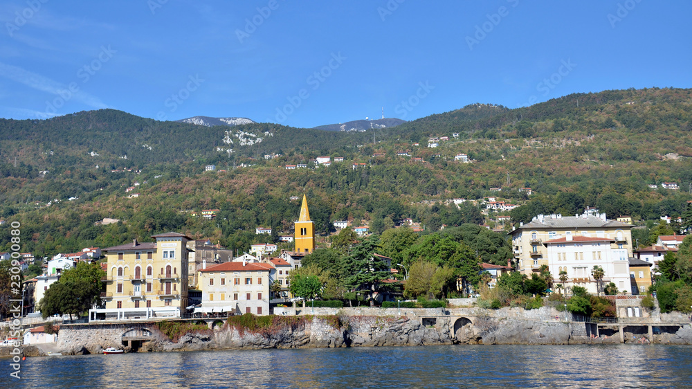 Croatia. View from the sea on the town of Lovran