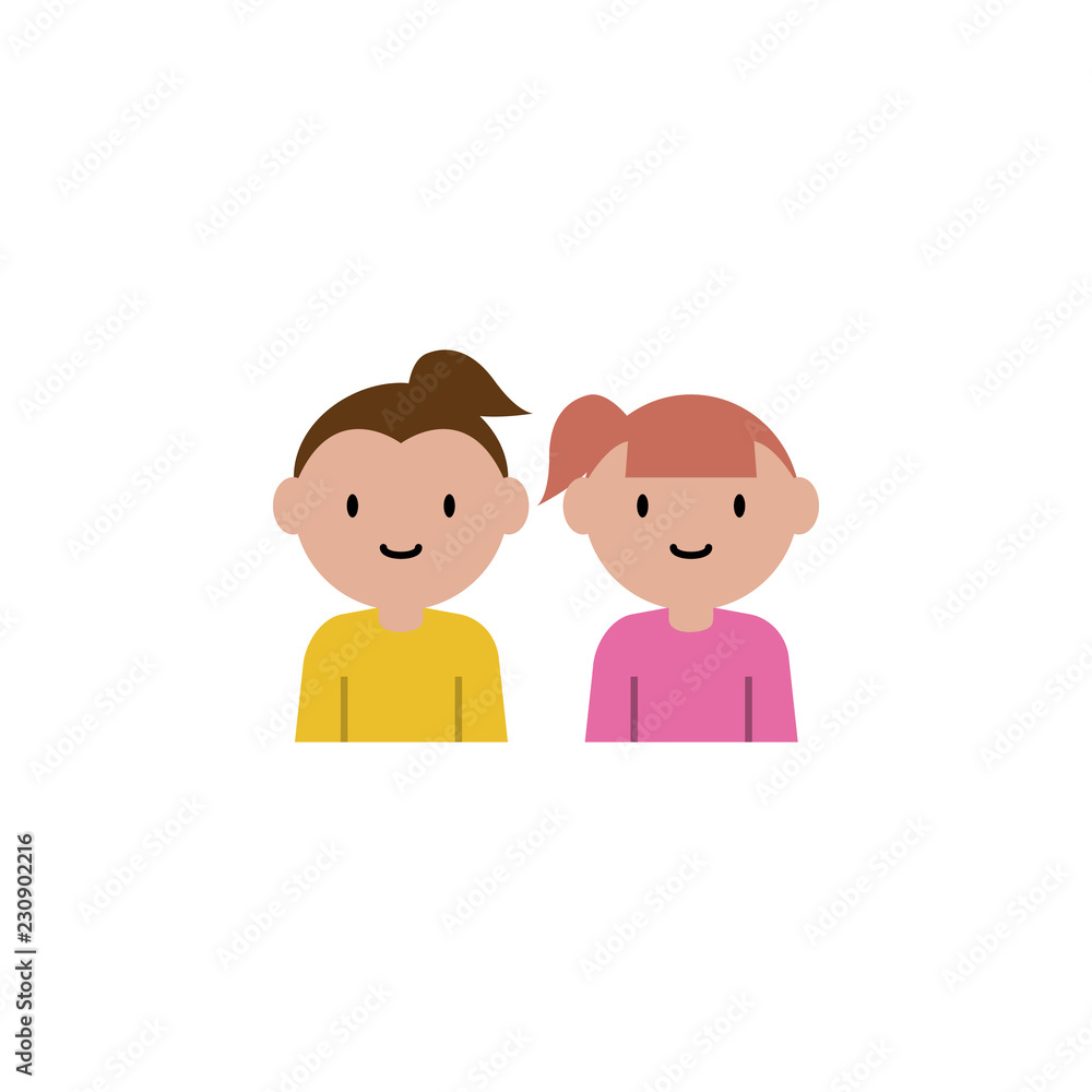 two girl cartoon icon. Element of family cartoon icon for mobile concept and web apps. Detailed two girl icon can be used for web and mobile