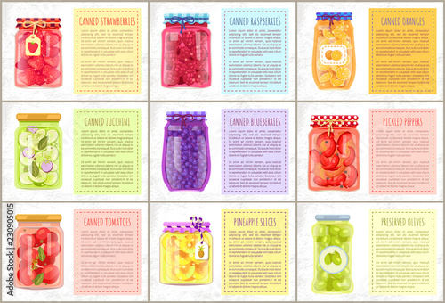 Canned Strawberries Raspberry Vector Illustration