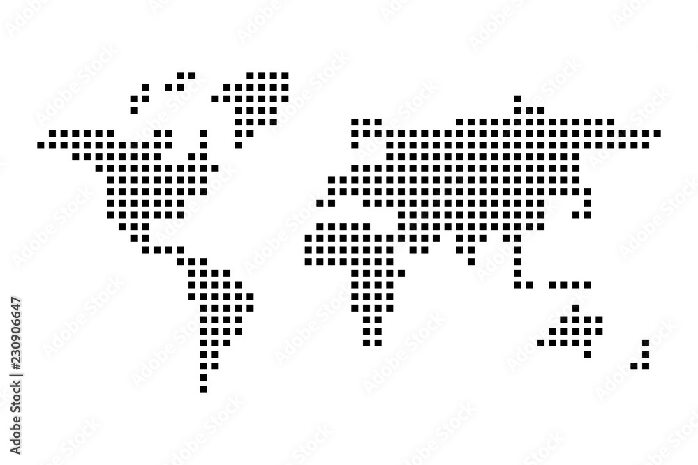 Checkered World map. Simple flat vector illustration.