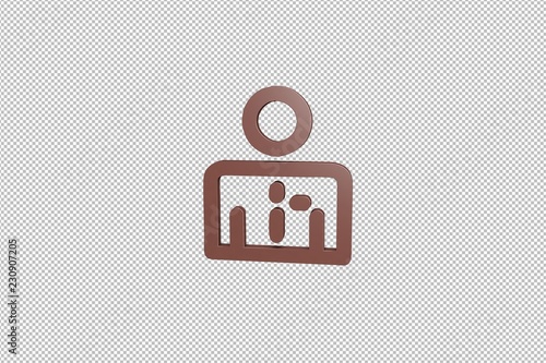 3D illustration of Salesperson, brown color with transparent background.