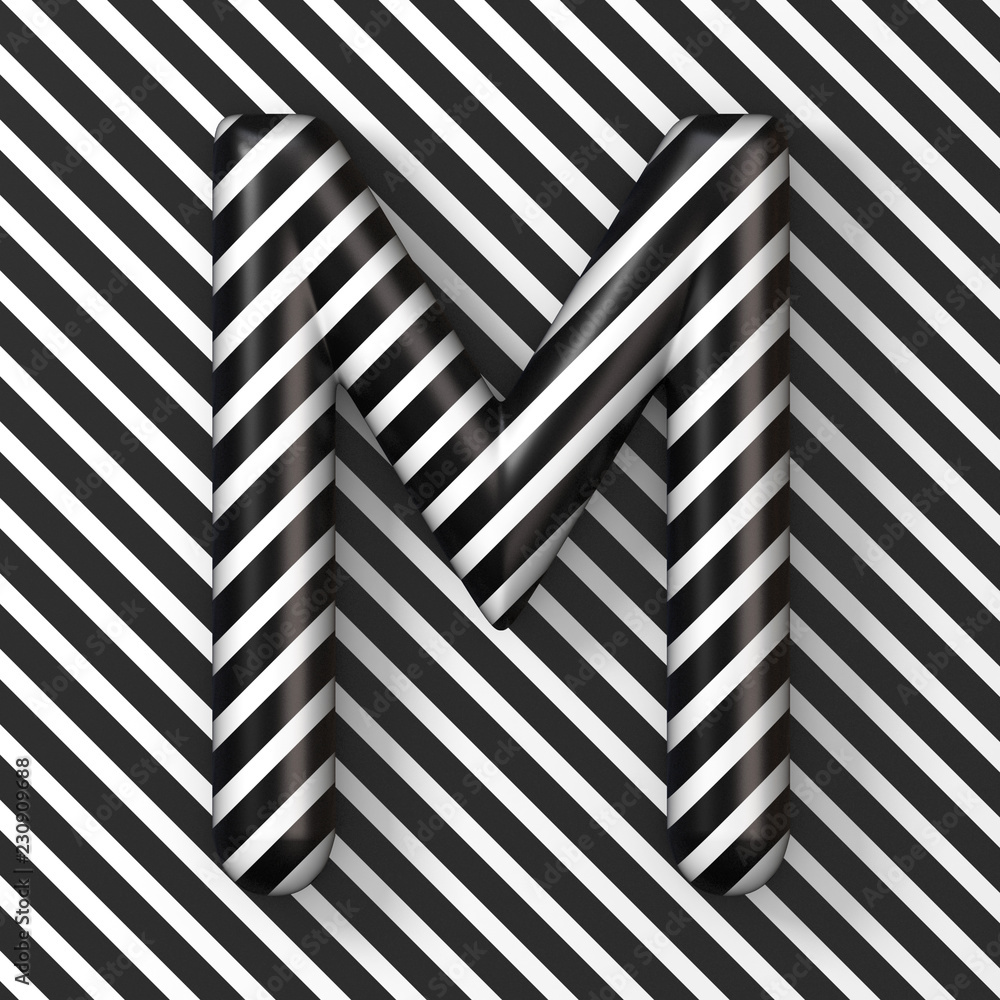 Black and white stripes Letter M 3D Stock Illustration Adobe Stock