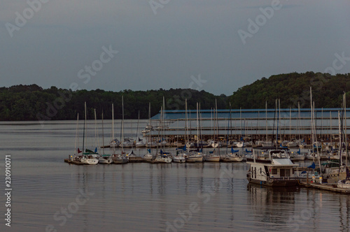 Sunset at a boating marina