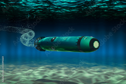 Photos Torpedo Underwater, 3D rendering