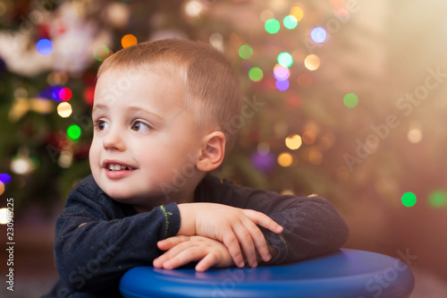 Happy cute boy portrait at Christmas