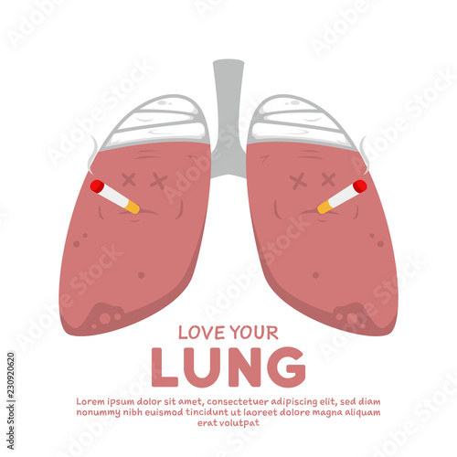 Sick smoker lung illustration cartoon poster