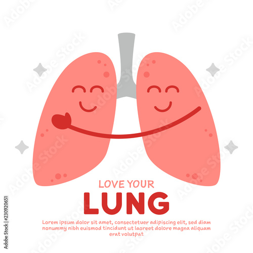Love your healthy lung cartoon vector illustration