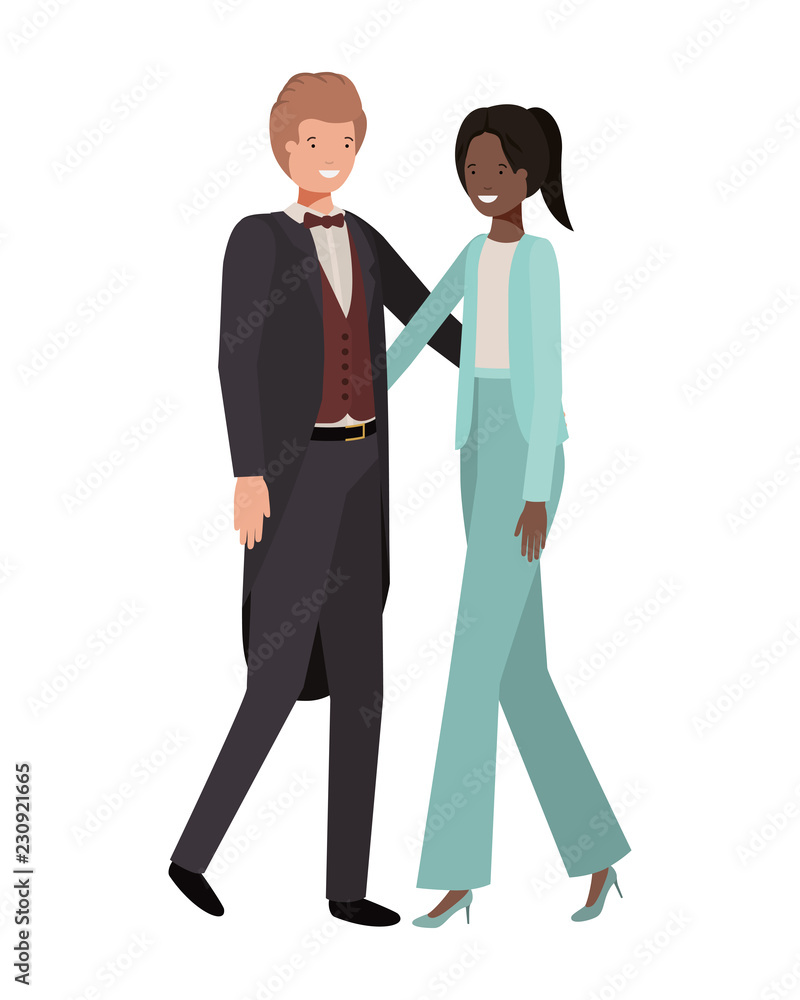 young couple of business avatar character young couple of business avatar character