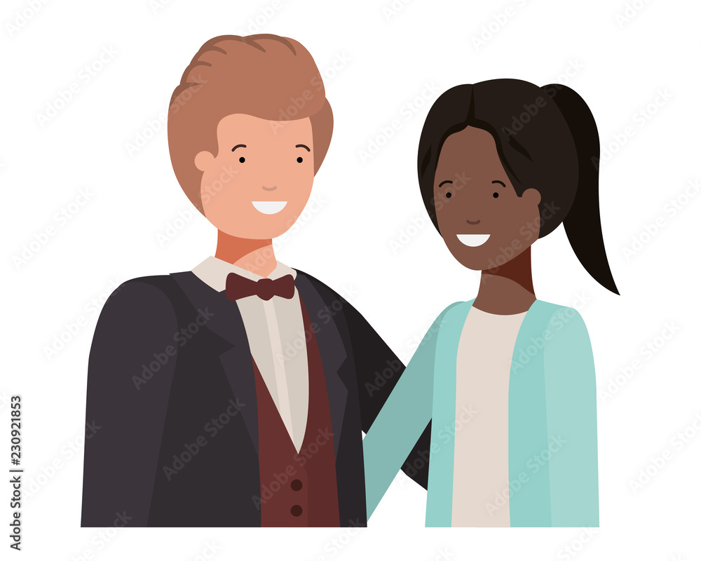 young couple of business avatar character young couple of business avatar character