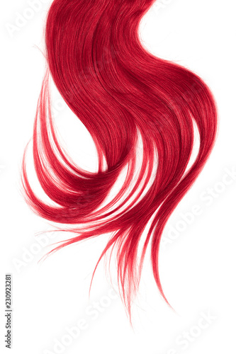 Pink hair, isolated on white background. Long and disheveled ponytail