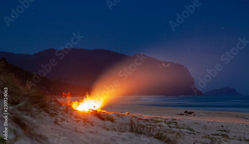 wood fire in the beach